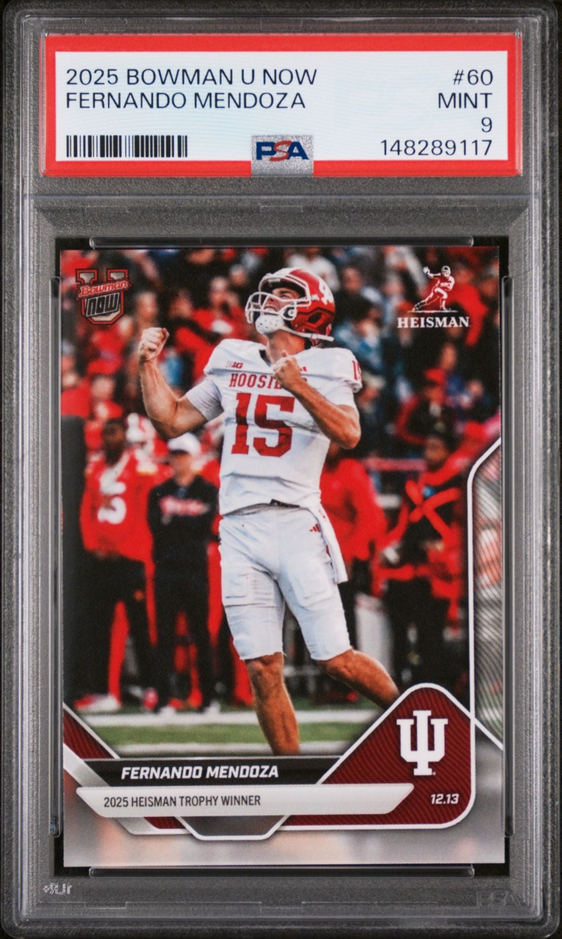 Fernando Mendoza 2025 Bowman U Now Heisman Trophy Winner Indiana Hoosiers Football RC Rookie Card #60 Graded PSA 9 Cert #148289117