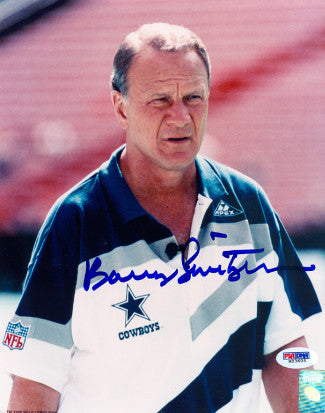 Barry Switzer Autographed Dallas Cowboys 8x10 Photo (white shirt)- PSA Hologram-Powers Sports Memorabilia