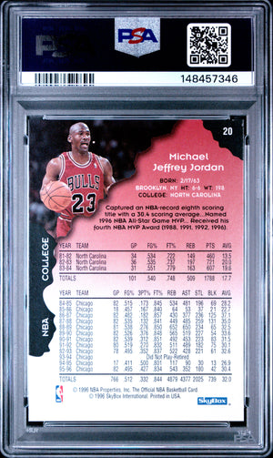 Michael Jordan 1996 Hoops Chicago Bulls Basketball Card #20 Graded PSA 8 Cert #148457346-Powers Sports Memorabilia