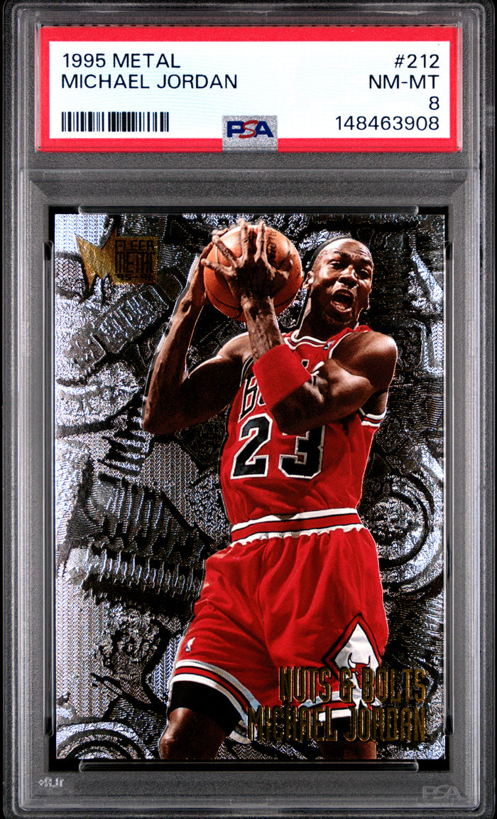 Michael Jordan 1995 Fleer Metal Nuts & Bolts Chicago Bulls Basketball Card #212 Graded PSA 8 Cert #148463908-Powers Sports Memorabilia