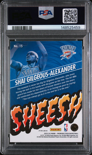 Shai Gilgeous-Alexander 2023 Hoops Premium Stock Sheesh Silver Prizm Basketball Card #15 Graded PSA 10 Cert #148525459-Powers Sports Memorabilia