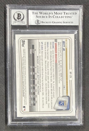 Bobby Witt Jr. 2020 Bowman Prospects 1st Bowman Signed Baseball Rookie Card #BP25 Beckett Auto 10 Cert #14867070-Powers Sports Memorabilia