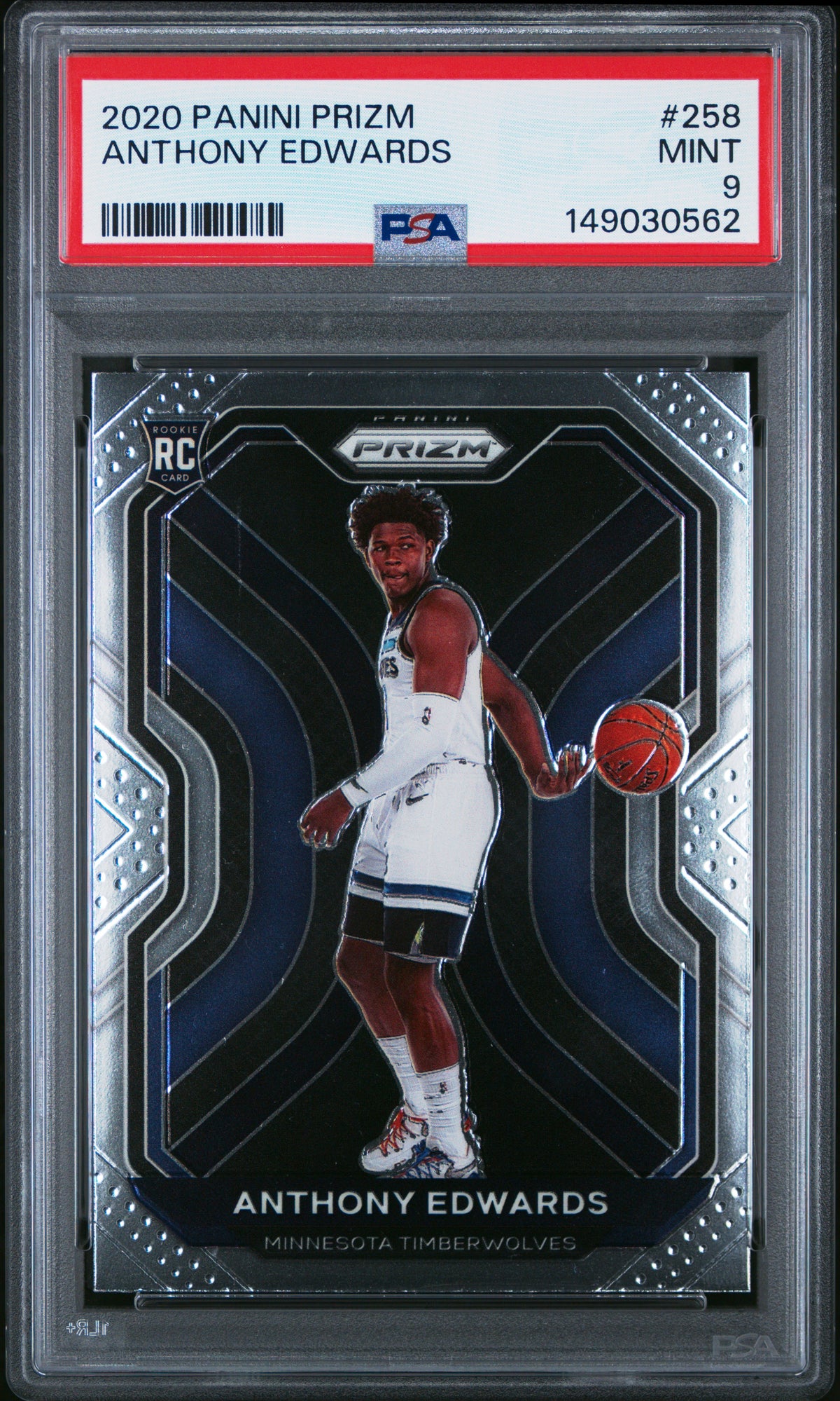 Anthony Edwards 2020 Panini Prizm Minnesota Timberwolves Basketball Rookie Card #258 Graded PSA 9 Cert #149030562-Powers Sports Memorabilia
