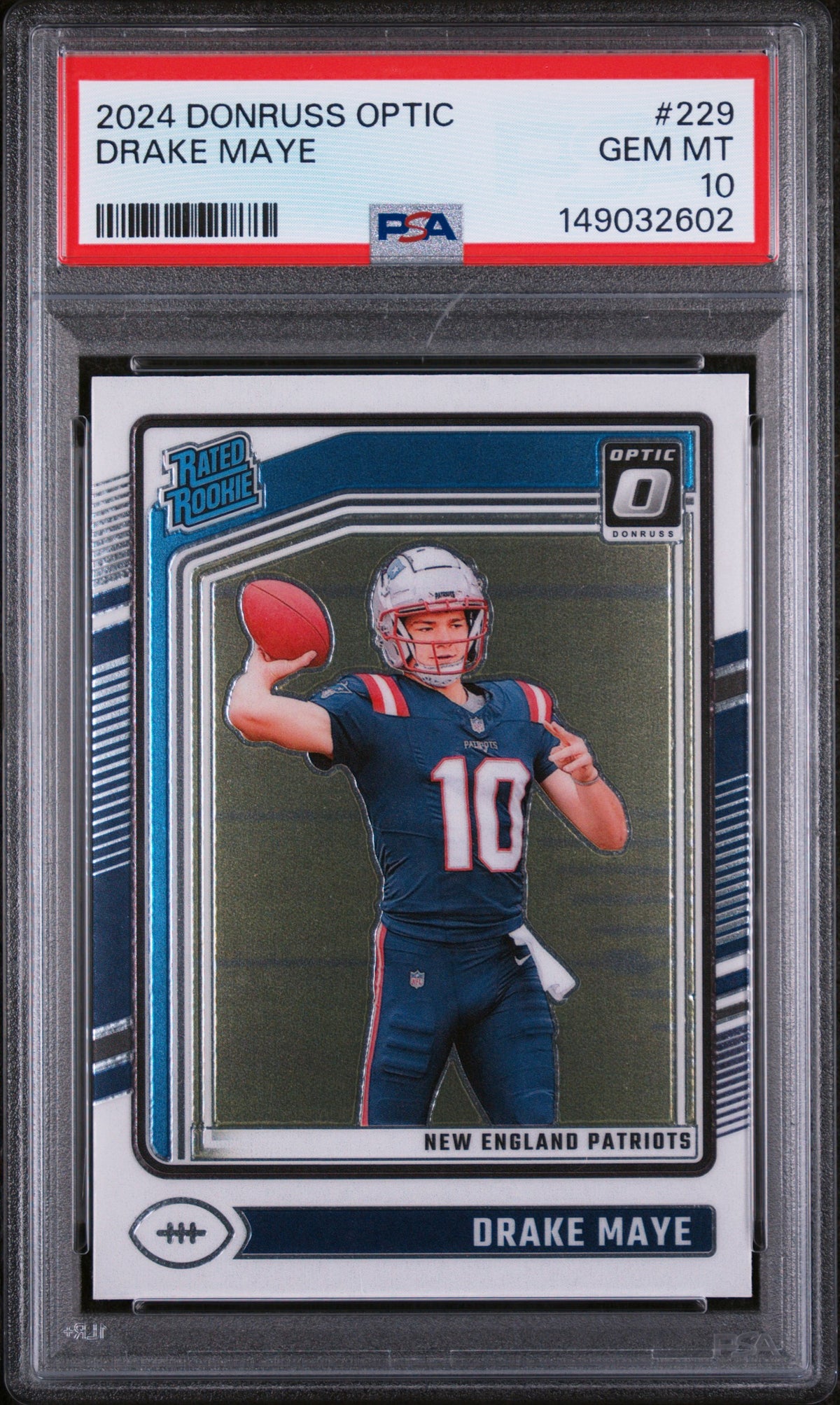 Drake Maye 2024 Donruss Optic Rookie Card #229 PSA 10