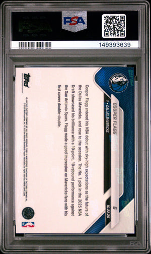 Cooper Flagg 2025 Topps Now Dallas Mavericks NBA Debut Basketball RC Rookie Card #6 Graded PSA 9 Cert #149393639-Powers Sports Memorabilia