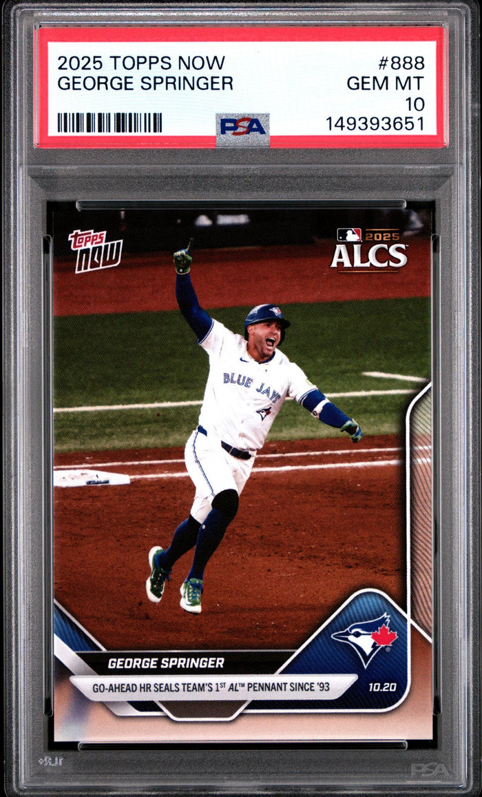 George Springer 2025 Topps Now Toronto Blue Jays ALCS Home Run Baseball Card #888 Graded PSA 10 Cert #149393651-Powers Sports Memorabilia
