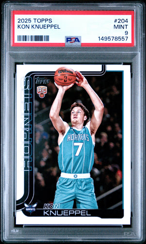 Kon Knueppel 2025 Topps Charlotte Hornets Basketball Rookie Card #204 Graded PSA 9 Cert #149578557-Powers Sports Memorabilia