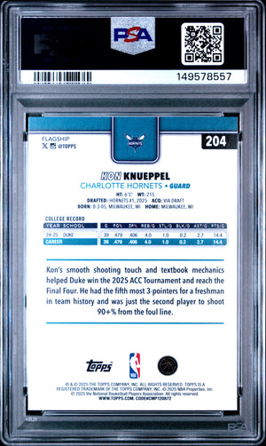 Kon Knueppel 2025 Topps Charlotte Hornets Basketball Rookie Card #204 Graded PSA 9 Cert #149578557-Powers Sports Memorabilia