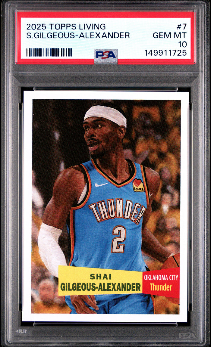 Shai Gilgeous-Alexander 2025 Topps Living Basketball Card #7 Graded PSA 10 Cert #149911725-Powers Sports Memorabilia