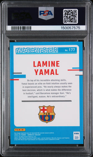 Lamine Yamal 2023-24 Donruss FIFA Optic Rated Rookie RC FC Barcelona Soccer Card #177 Graded PSA 8 Cert #150057575-Powers Sports Memorabilia