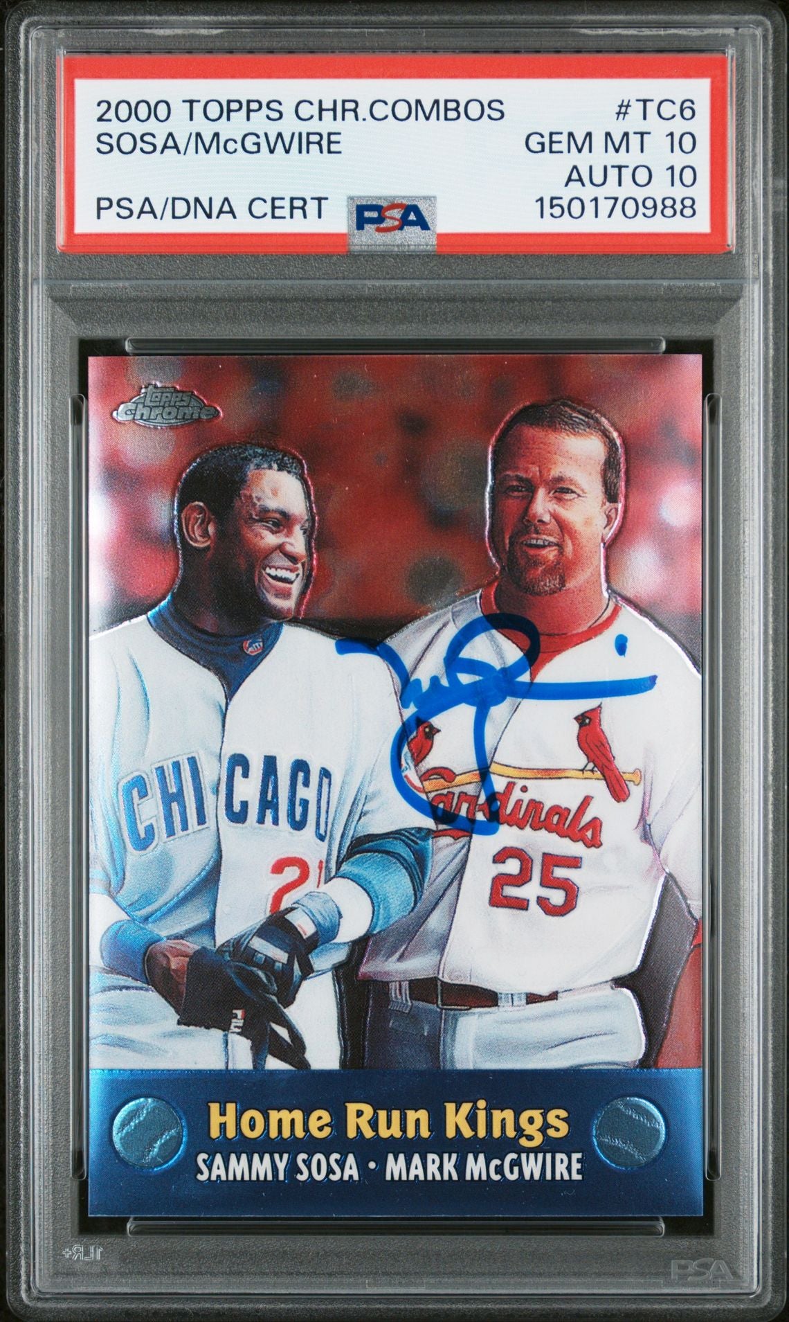 Mark McGwire 2000 Topps Chrome Combos Home Run Kings Signed Baseball Card #TC6 Graded PSA 10 Auto 10 Cert #150170988