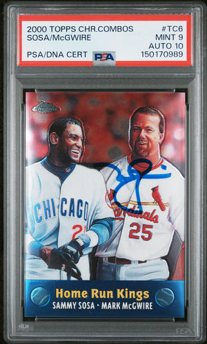 Mark McGwire 2000 Topps Chrome Combos Home Run Kings Signed Baseball Card #TC6 Graded PSA 9 Auto 10 Cert #150170989