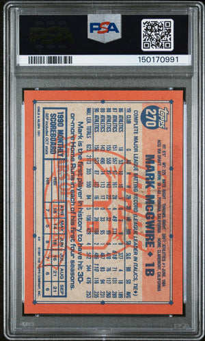 Mark McGwire 1991 Topps Desert Shield Signed Oakland Athletics Baseball Card #270 Graded PSA 6 Auto 10 Cert #150170991
