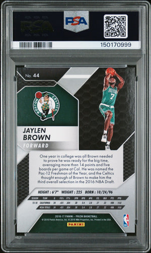 Jaylen Brown 2016 Panini Prizm Boston Celtics Signed Basketball RC Rookie Card #44 Graded PSA 9 Auto 10 Cert #150170999-Powers Sports Memorabilia