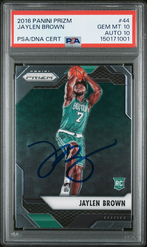 Jaylen Brown 2016 Panini Prizm Boston Celtics Signed Basketball RC Rookie Card #44 Graded PSA 10 Auto 10 Cert #150171001-Powers Sports Memorabilia