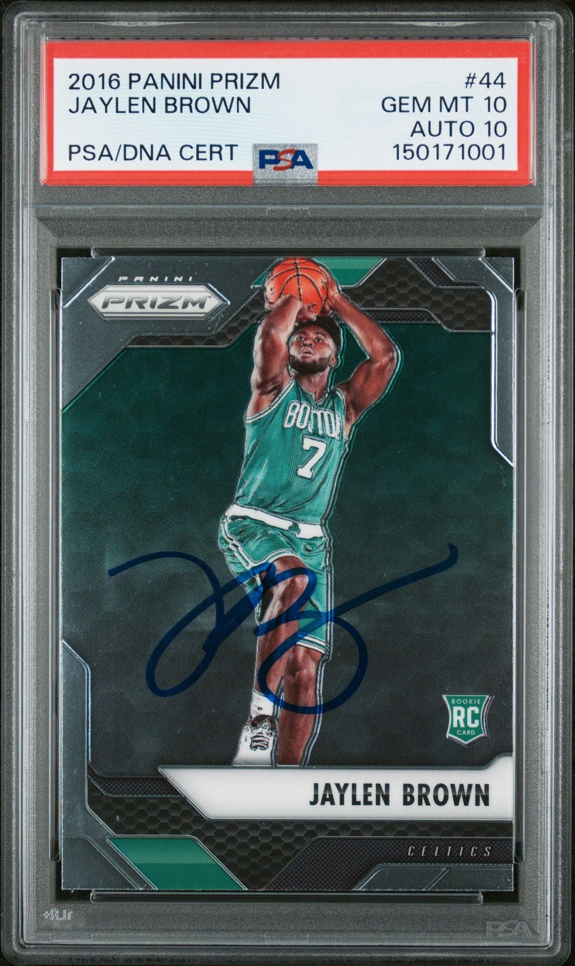 Jaylen Brown 2016 Panini Prizm Boston Celtics Signed Basketball RC Rookie Card #44 Graded PSA 10 Auto 10 Cert #150171001