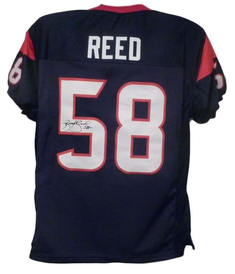 Brooks Reed Houston Texans Blue Size XL Jersey Signed-Powers Sports Memorabilia