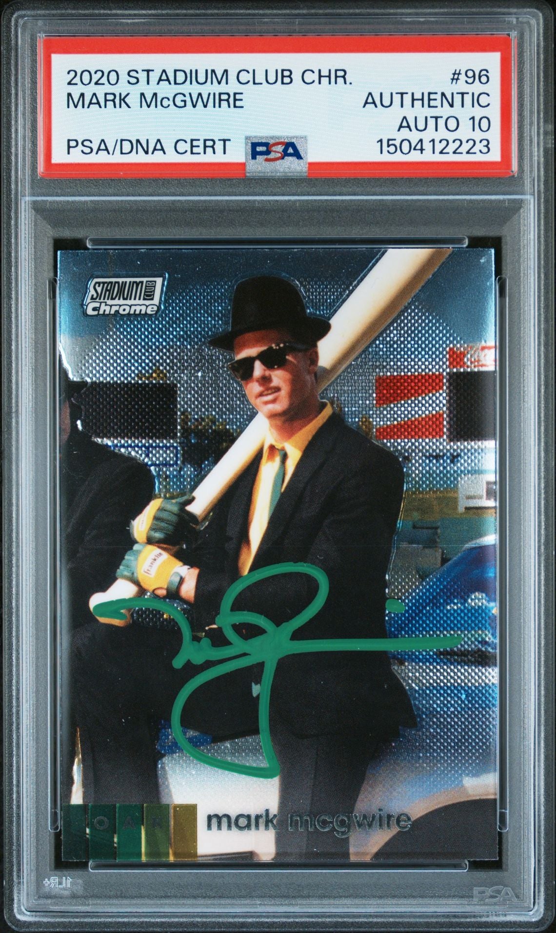Mark McGwire 2020 Topps Stadium Club Chrome Signed Baseball Card #96 Auto 10 PSA Cert #150412223