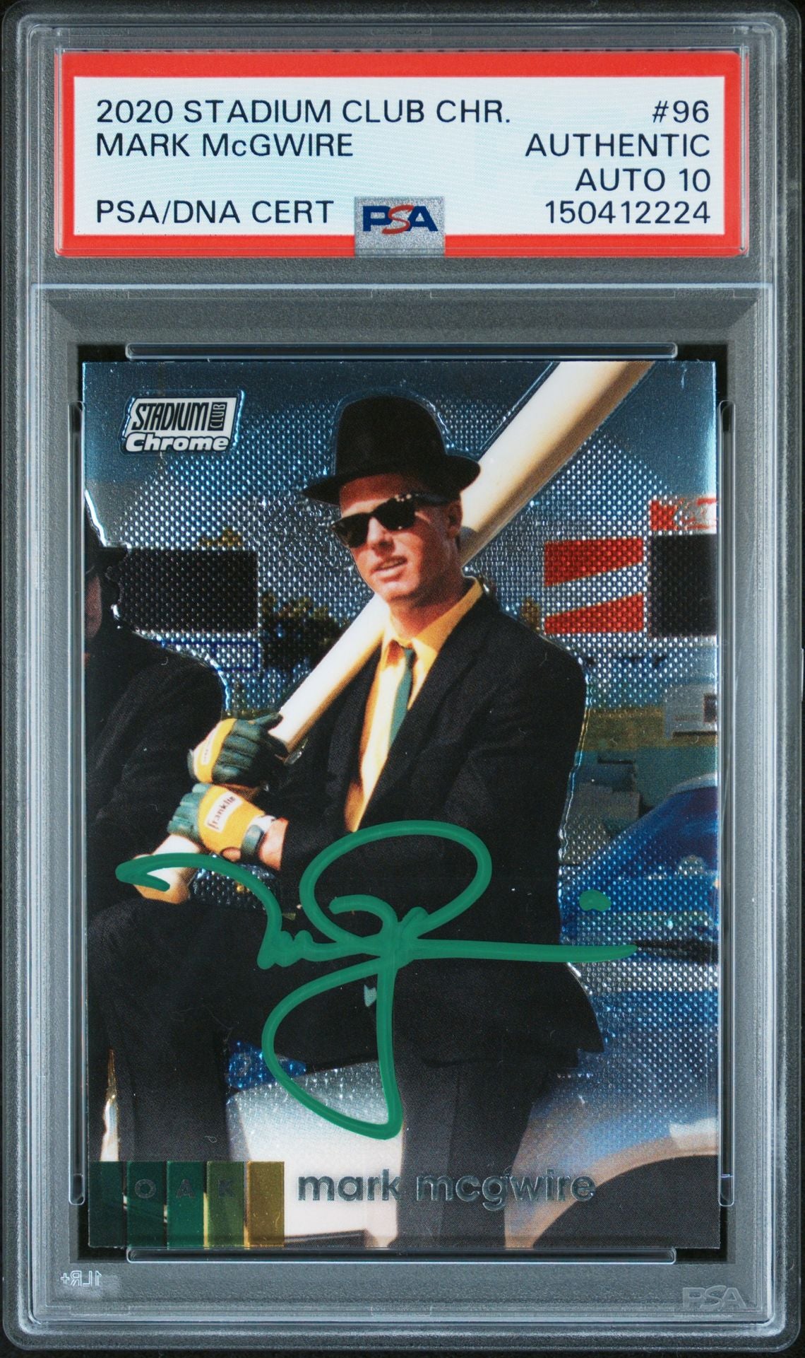 Mark McGwire 2020 Topps Stadium Club Chrome Signed Baseball Card #96 Auto 10 PSA Cert #150412224