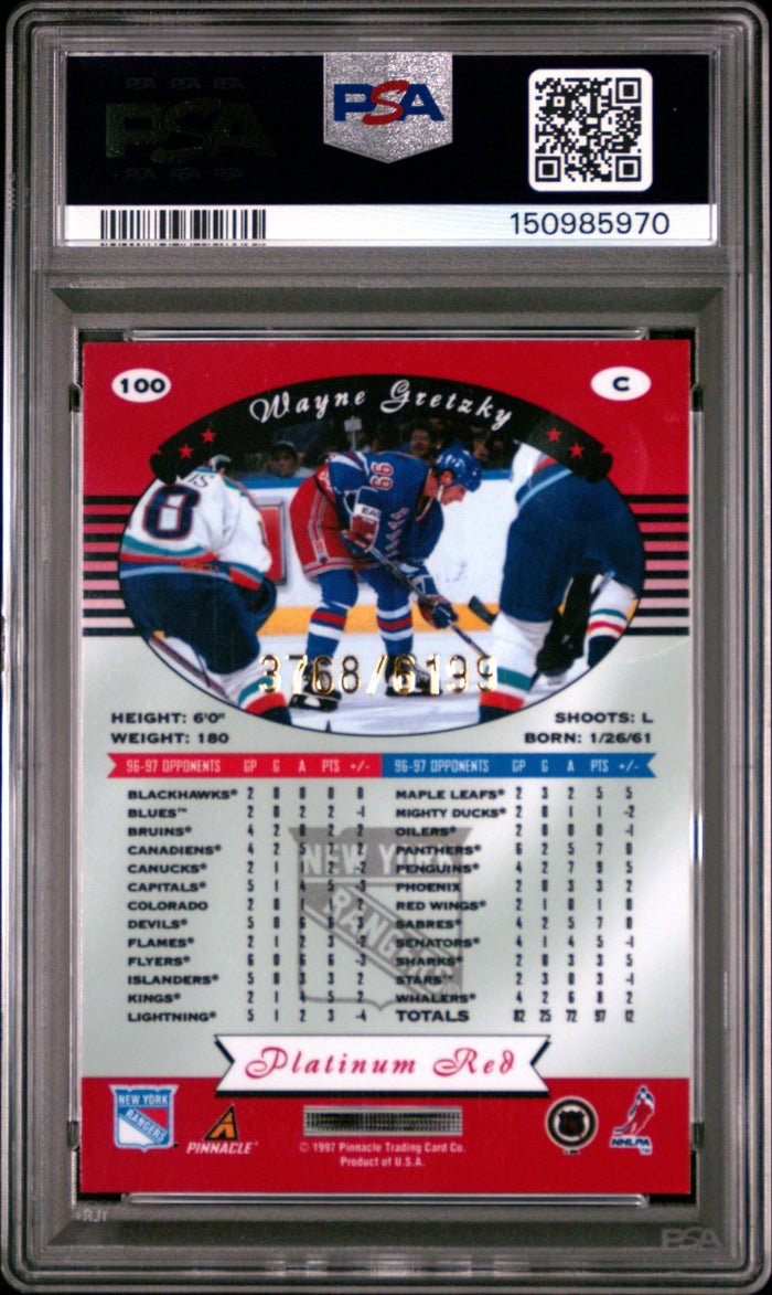 Wayne Gretzky 1997 Pinnacle Red Card #100 PSA 8 /6199-Powers Sports Memorabilia