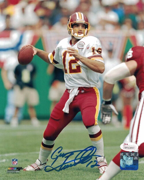 Gus Frerotte Signed Washington Redskins 8x10 Photo (White) – JSA Authenticated-Powers Sports Memorabilia