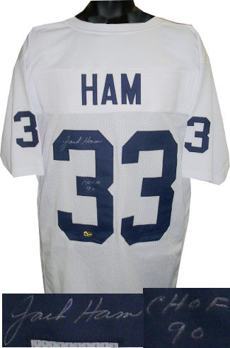 Jack Ham Autographed White TB Custom Stitched Football Jersey CHOF 90 XL-Powers Sports Memorabilia