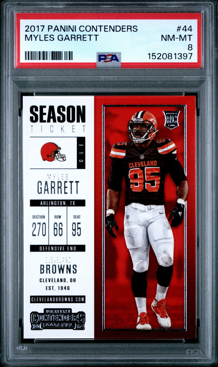 Myles Garrett 2017 Panini Contenders RC Rookie Card #44 Graded PSA 8 Cert #152081397