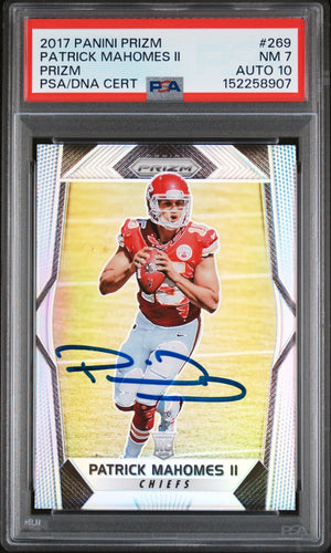 Patrick Mahomes 2017 Prizm RC Rookie Card #269 PSA 7 Auto 10-Powers Sports Memorabilia
