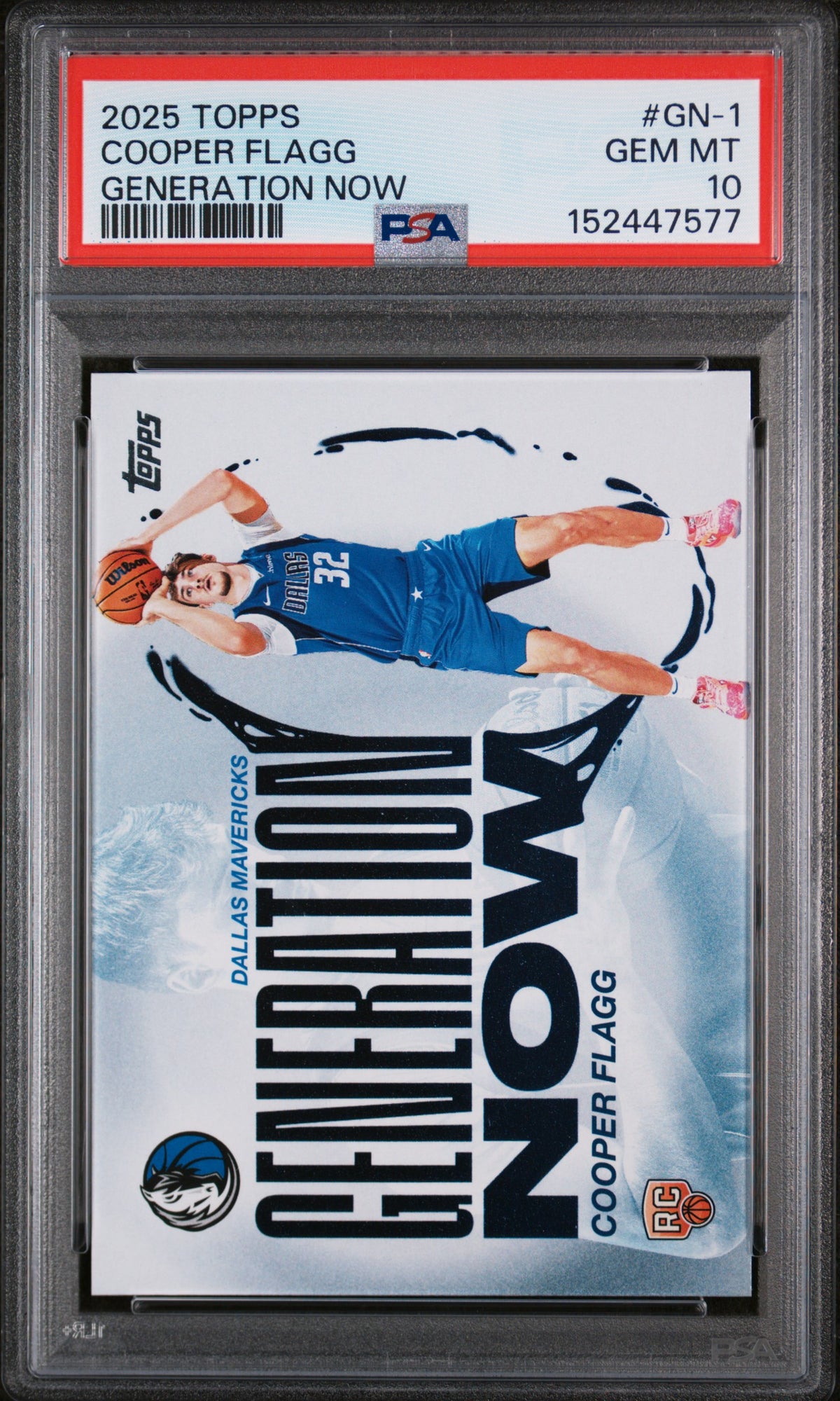 Cooper Flagg 2025 Topps Generation Now Dallas Mavericks Basketball RC Rookie Card #GN-1 Graded PSA 10 Cert #152447577-Powers Sports Memorabilia