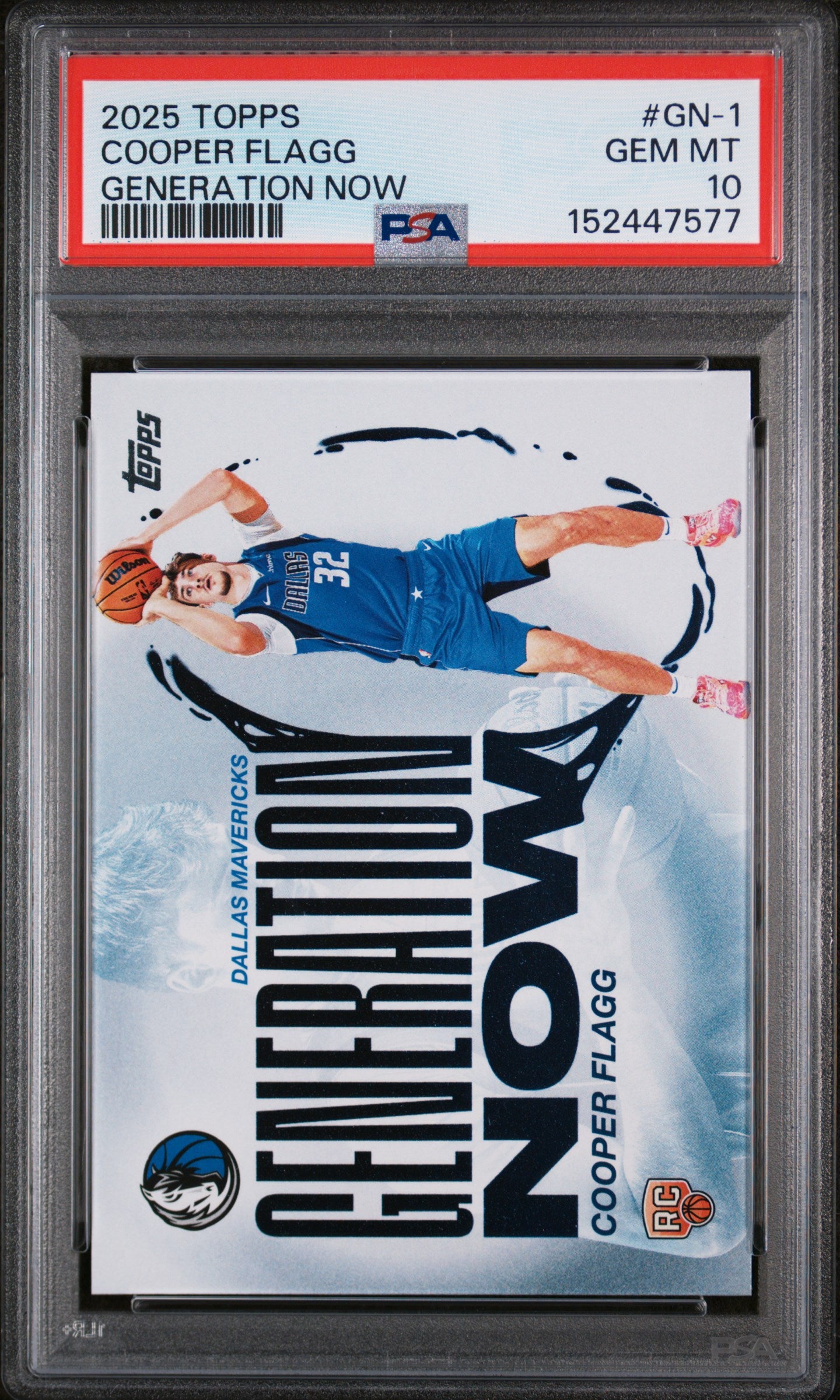 Cooper Flagg 2025 Topps Generation Now Dallas Mavericks Basketball RC Rookie Card #GN-1 Graded PSA 10 Cert #152447577-Powers Sports Memorabilia