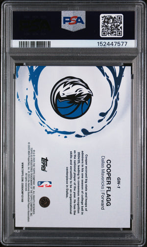 Cooper Flagg 2025 Topps Generation Now Dallas Mavericks Basketball RC Rookie Card #GN-1 Graded PSA 10 Cert #152447577-Powers Sports Memorabilia