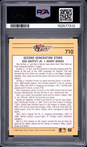 Ken Griffey Jr. Barry Bonds 1991 Fleer Card #710 PSA 8