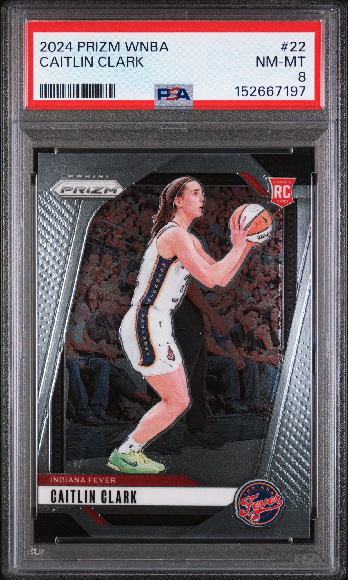 Caitlin Clark 2024 Panini Prizm WNBA Indiana Fever Basketball Rookie Card #22 Graded PSA 8 Cert #152667197-Powers Sports Memorabilia