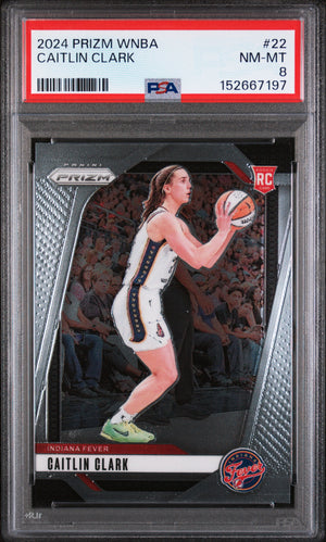 Caitlin Clark 2024 Panini Prizm WNBA Indiana Fever Basketball Rookie Card #22 Graded PSA 8 Cert #152667197-Powers Sports Memorabilia