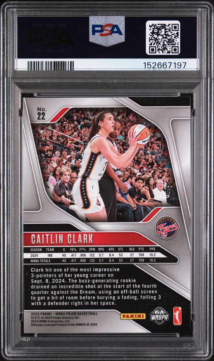 Caitlin Clark 2024 Panini Prizm WNBA Indiana Fever Basketball Rookie Card #22 Graded PSA 8 Cert #152667197-Powers Sports Memorabilia