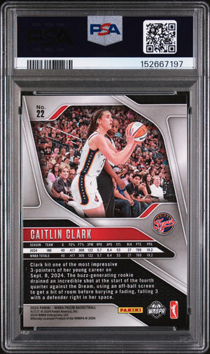 Caitlin Clark 2024 Panini Prizm WNBA Indiana Fever Basketball Rookie Card #22 Graded PSA 8 Cert #152667197-Powers Sports Memorabilia