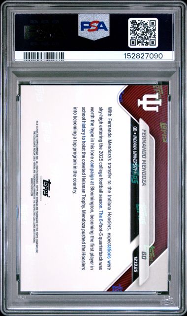 Fernando Mendoza 2025 Bowman Heisman Rookie Card #60 PSA 10