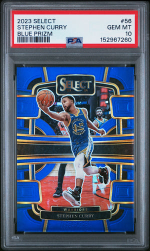Stephen Curry 2023 Panini Select Blue Prizm Card #56 PSA 10-Powers Sports Memorabilia