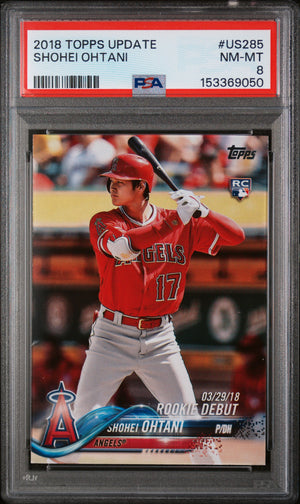 Shohei Ohtani 2018 Topps Update Rookie Debut Los Angeles Angels Baseball Card #US285 Graded PSA 8 Cert #153369050-Powers Sports Memorabilia