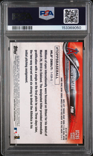 Shohei Ohtani 2018 Topps Update Rookie Debut Los Angeles Angels Baseball Card #US285 Graded PSA 8 Cert #153369050-Powers Sports Memorabilia