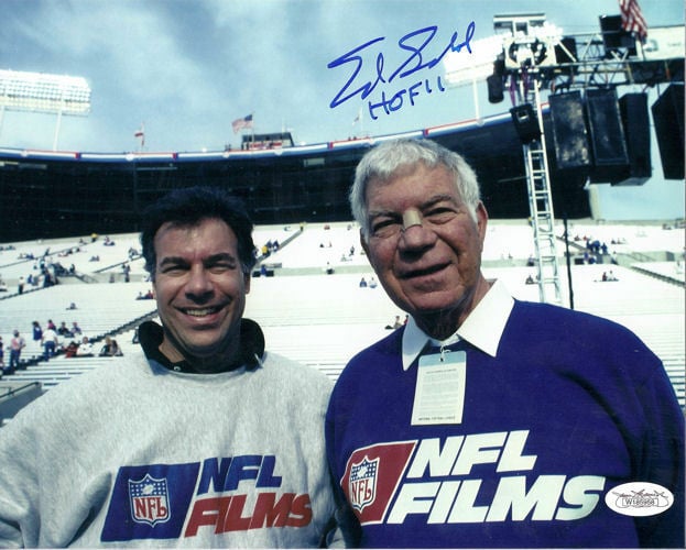 Ed Sabol Autographed NFL Films 8x10 Photo w/HOF 11-Powers Sports Memorabilia