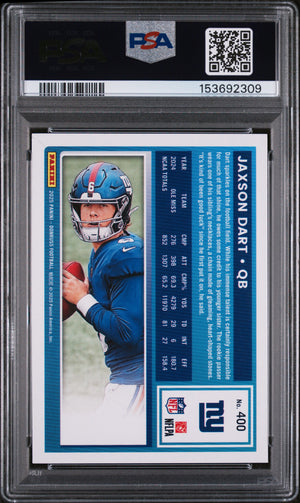 Jaxson Dart 2025 Donruss New York Giants Football Rated Rookie Card #400 Graded PSA 9 Cert #153692309-Powers Sports Memorabilia