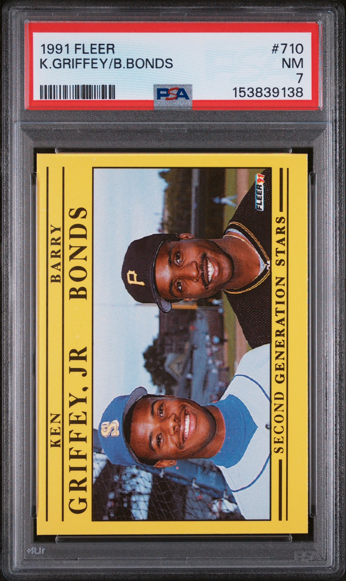 Ken Griffey Jr Barry Bonds 1991 Fleer Card #710 Graded PSA 7