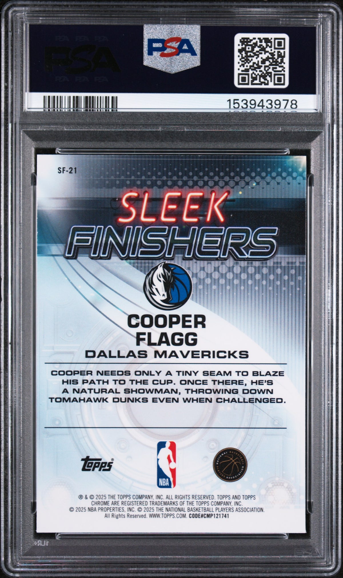 Cooper Flagg 2025 Topps Chrome RC Rookie Card #SF-21 PSA 9-Powers Sports Memorabilia