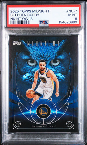 Stephen Curry 2025 Topps Midnight Night Owls Card #NO-7 PSA 9
