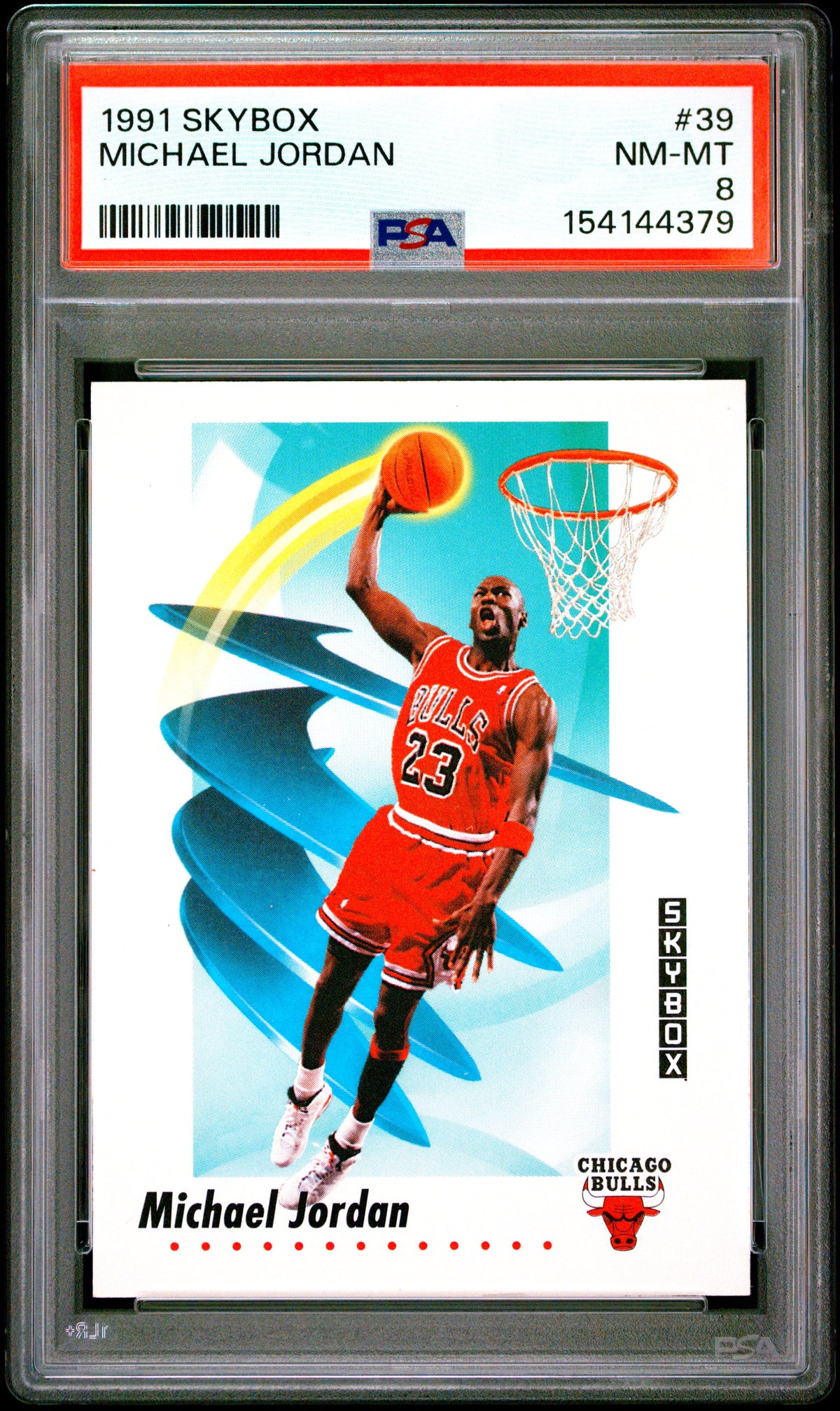 Michael Jordan 1991 SkyBox Chicago Bulls Basketball Card #39 Graded PSA 8 Cert #154144379-Powers Sports Memorabilia
