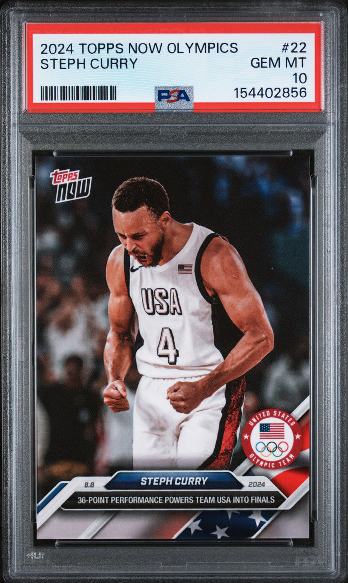 Stephen Curry 2024 Topps Now Olympics USA Card #22 PSA 10-Powers Sports Memorabilia