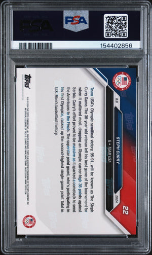 Stephen Curry 2024 Topps Now Olympics USA Card #22 PSA 10