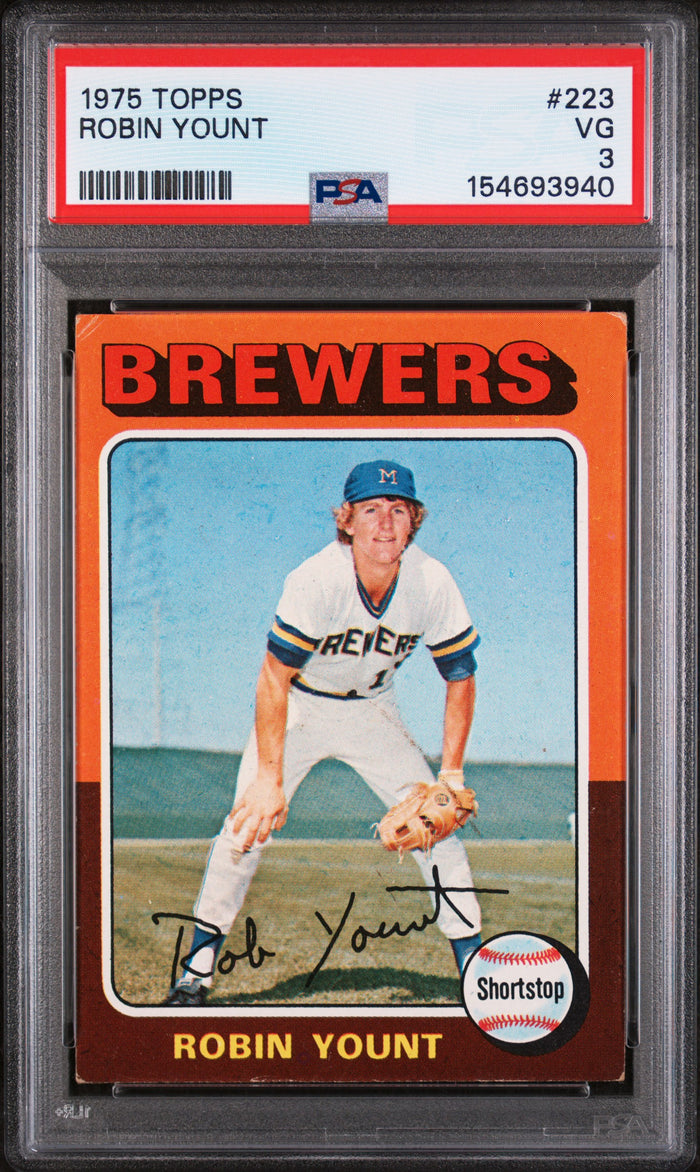 Robin Yount 1975 Topps Brewers Rookie Card #223 PSA 3-Powers Sports Memorabilia