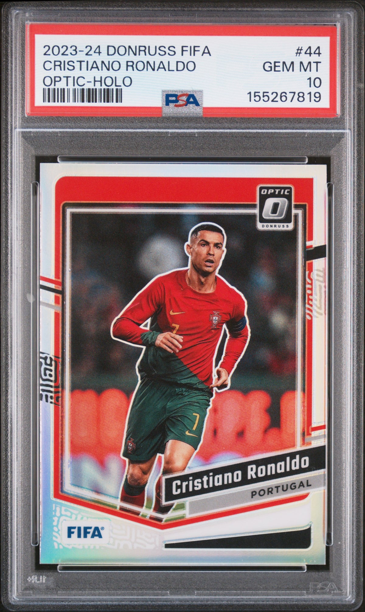 Cristiano Ronaldo 2023 Panini Optic Holo Card #44 PSA 10